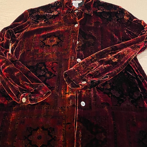Coldwater Creek crushed velvet vintage blouse Small - Picture 8 of 8